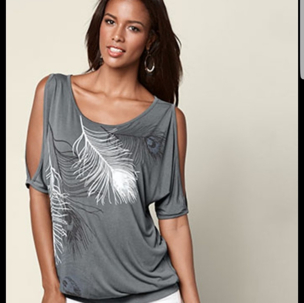 Feather Cold Shoulder Top